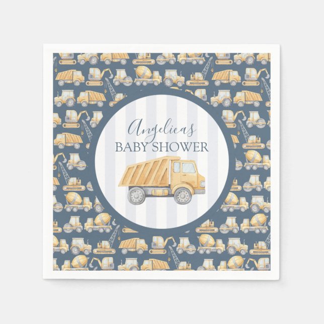 Construction Truck Baby Shower Napkins (Front)