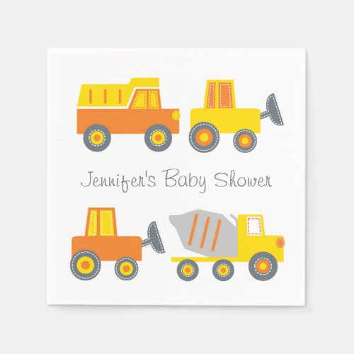 Construction Truck Baby Shower Napkins