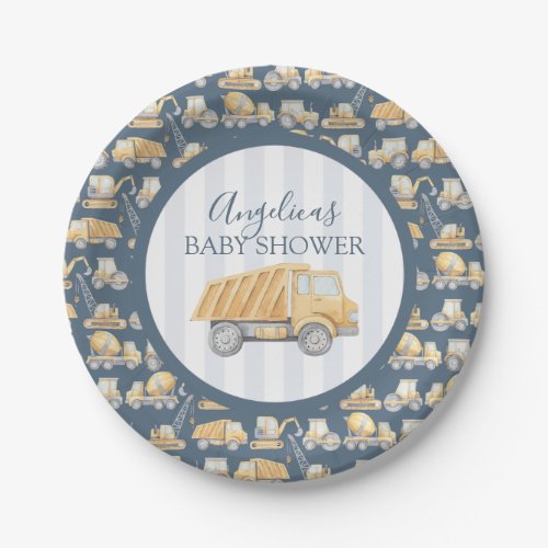 Construction Truck Baby Shower Paper Plates