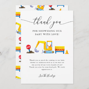 Construction Truck Baby Shower Thank You Card