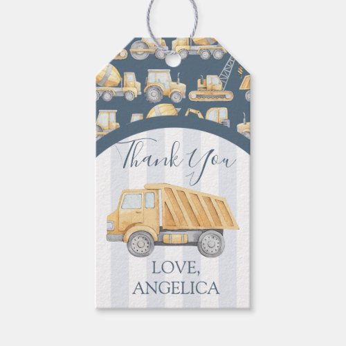 Construction Truck Baby Shower Thank You Gift Tags