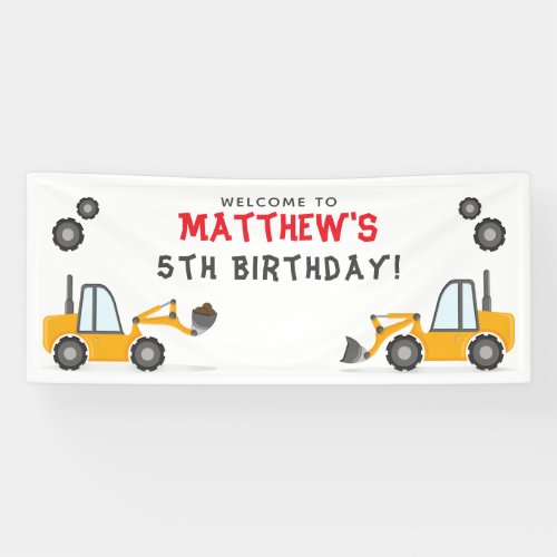 Construction Truck Birthday  Banner