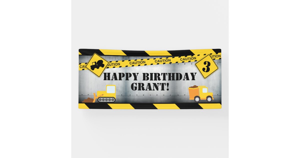 Construction Truck Birthday Banner Zazzle Com