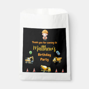 Construction truck Birthday Favor bag