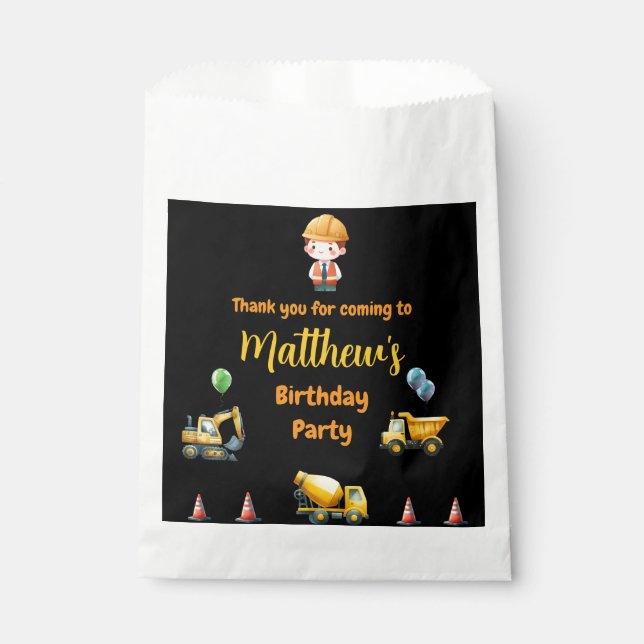 Construction truck Birthday Favor  bag (Front)