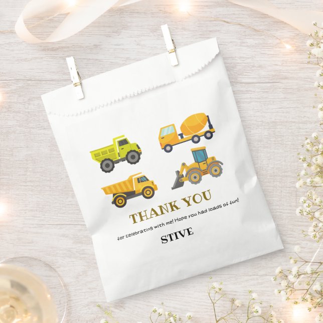 Construction Truck Birthday Favor Bag (Clipped)