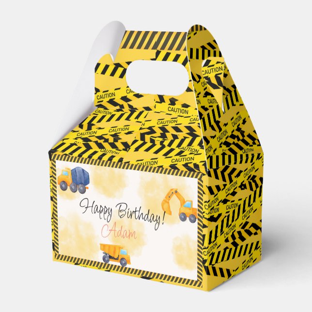 construction truck birthday  favor boxes (Front Side)