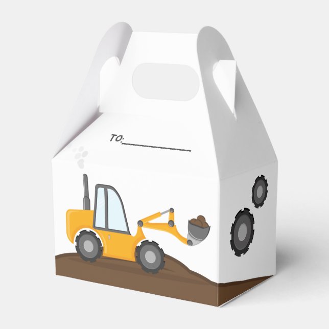 Construction Truck Birthday  Favor Boxes (Front Side)