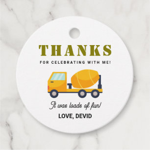 Construction Truck Birthday Favor Tags