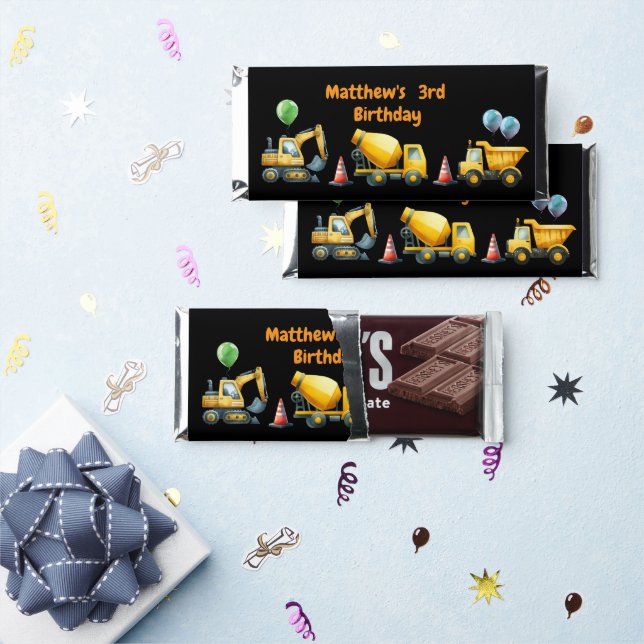 Construction truck Birthday Hershey's bar (Front)