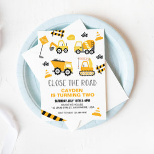 Construction Truck Birthday Invitation
