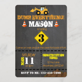 Construction Truck Birthday Invitation