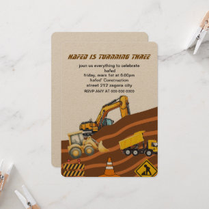 Construction Truck Birthday Invitation, Digging it Invitation