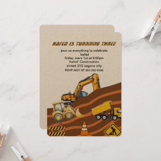 Construction Truck Birthday Invitation, Digging it Invitation