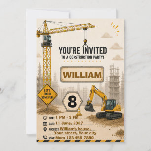 Construction Truck Birthday Invitation   Personali