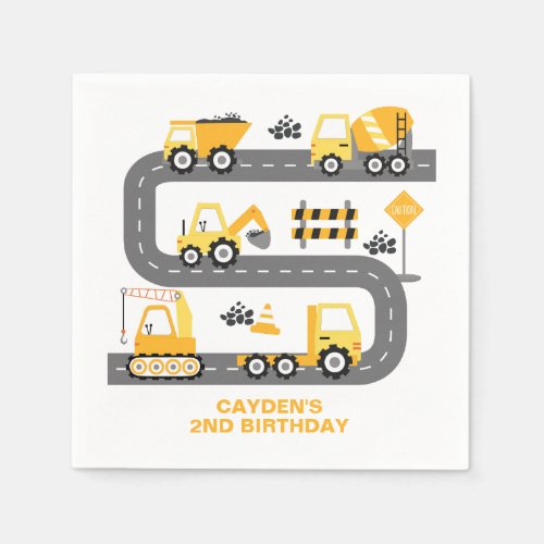 Construction Truck Birthday Napkins