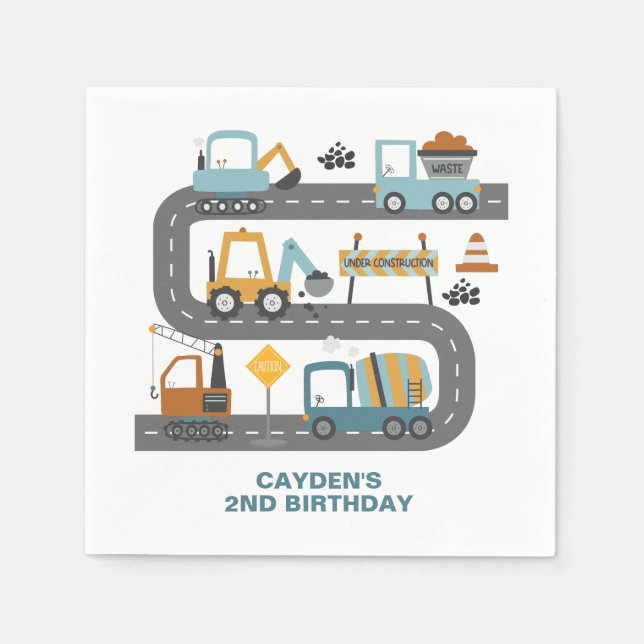 Construction Truck Birthday Napkins (Front)