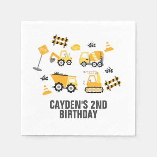 Construction Truck Birthday Napkins