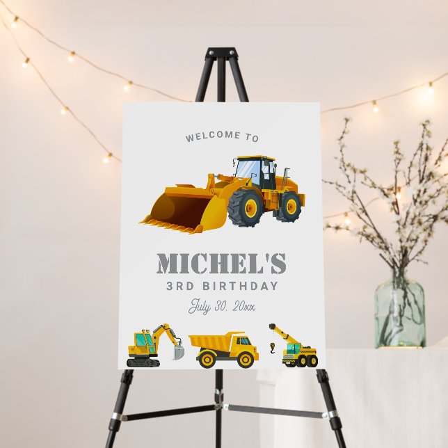Construction Truck Birthday Party Decoration Foam Board (In Situ (Stand))