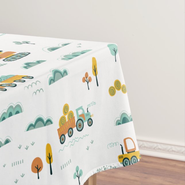 Construction Truck Birthday Party Decoration Tablecloth (In Situ)