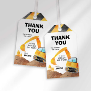 Construction Truck Birthday Party Favor Tag