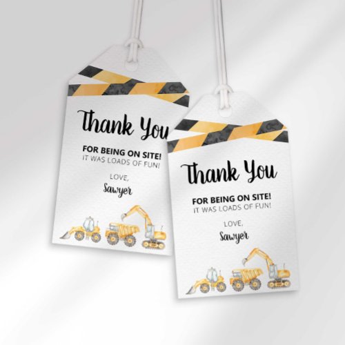 Construction Truck Birthday Party Favor Tag