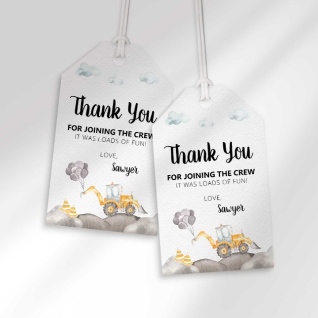 Construction Truck Birthday Party Favor Tag (Creator Uploaded)