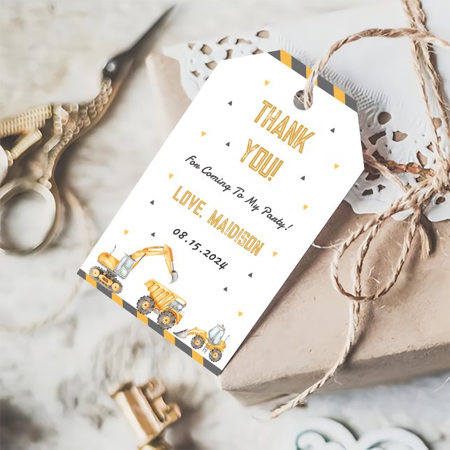 Construction Truck Birthday Party Gift Tags (Creator Uploaded)