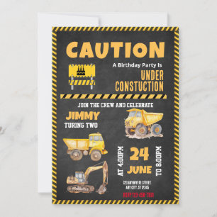 Construction Truck Birthday Party Invitation