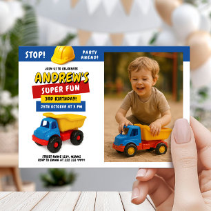 Construction Truck Birthday Party Invitation