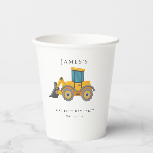 Construction Truck Birthday Party Paper Cups (Front)