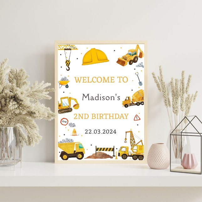 Construction Truck Birthday Party Welcome Sign (Creator Uploaded)
