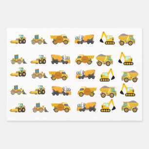 Construction Truck Birthday Party Wrapping Paper Sheets
