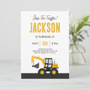 Construction Truck Birthday   Personalized Décor Invitation