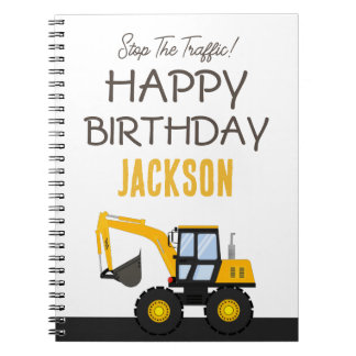 Construction Truck Birthday | Personalized Décor Notebook