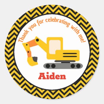 Construction Truck Birthday Stickers - Digger by CallaChic at Zazzle
