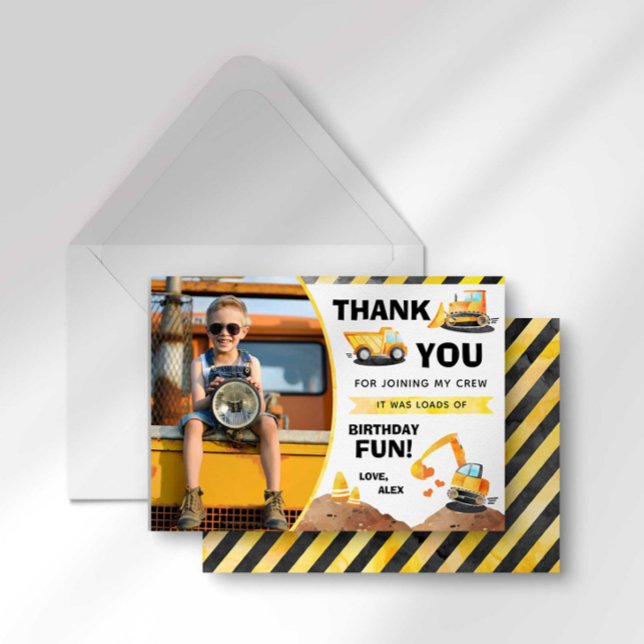 Construction Truck Birthday Thank You Card (Creator Uploaded)