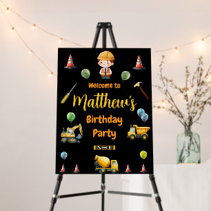 Construction truck Birthday Welcome sign