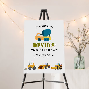 Construction Truck Birthday Welcome Sign