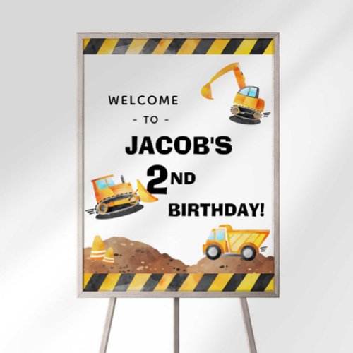 Construction Truck Birthday Welcome Sign