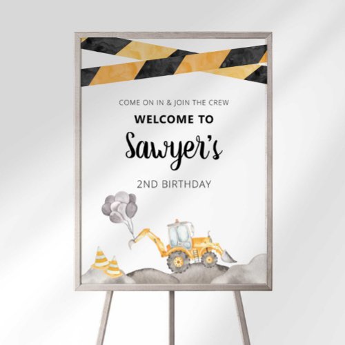 Construction Truck Birthday Welcome Sign