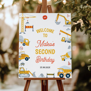 Construction Truck Birthday Welcome Sign