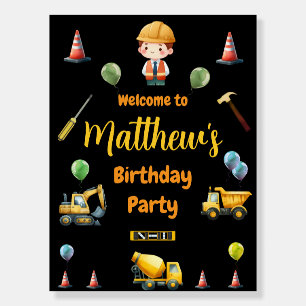 Construction truck Birthday Welcome sign