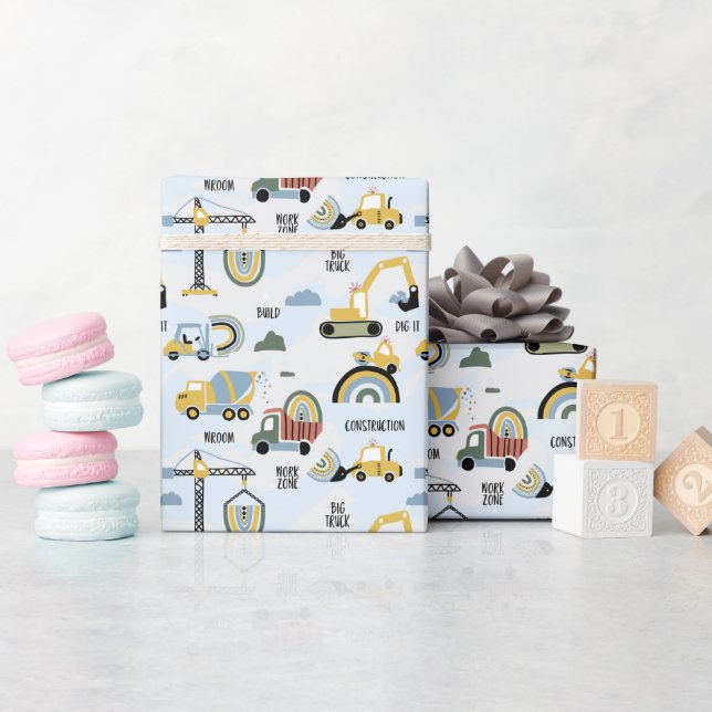 Construction Truck Birthday  Wrapping Paper (Baby Shower)