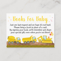 Construction Truck Boy Baby Shower Book Request