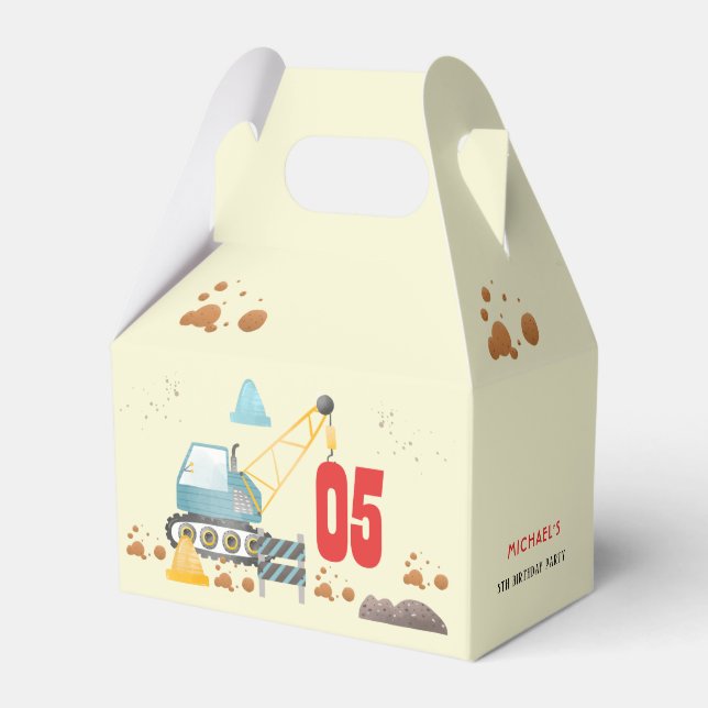 Construction truck boy birthday favor boxes (Front Side)