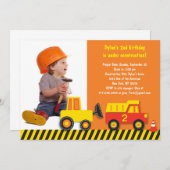 Construction Truck Boys Photo Birthday Invitation (Front/Back)
