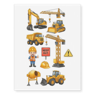 Construction Truck & Builder Birthday Tattoos