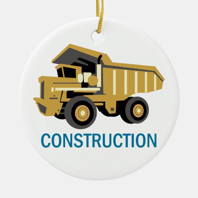 Construction Truck Ceramic Ornament (Front)