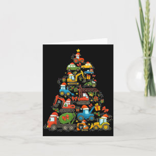 Construction Truck Christmas Tree Christmas Kids B Card